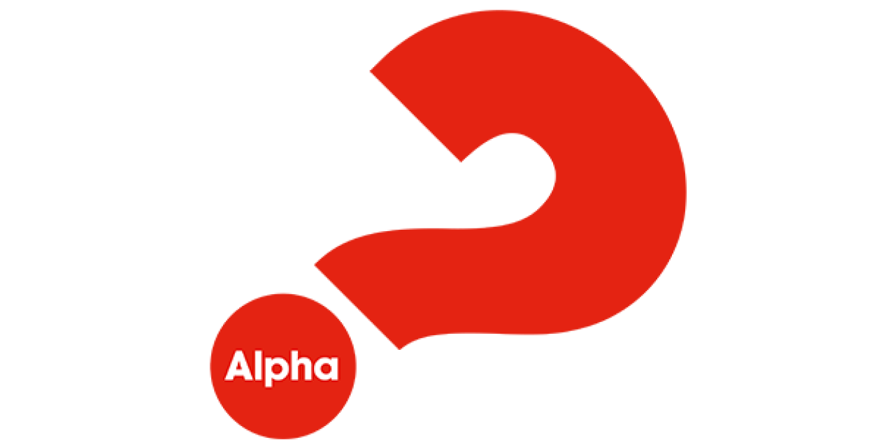 rotes Fragezeichen, Alpha-Kurs Logo